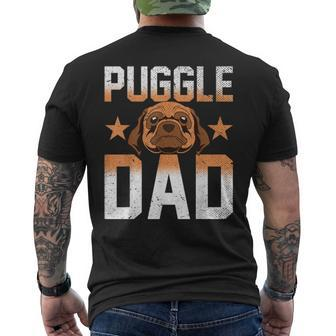 Mens Dog Lover Fathers Day Puggle Dad Pet Owner Animal Puggle Men's Crewneck Short Sleeve Back Print T-shirt
