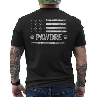 Mens Pawdre Best Dog Dad Ever Us Flag Dog Paw Tee Dog Lover Men's Crewneck Short Sleeve Back Print T-shirt