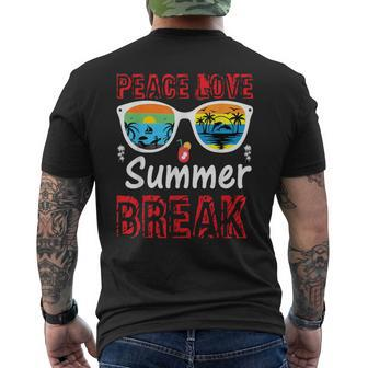 Mens Summer Summer Essentials Peace Love Summer Break Mens Back Print T-shirt - Thegiftio UK