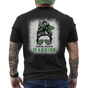 Mental Health Warrior Messy Bun - Mental Health Awareness Mens Back Print T-shirt | Mazezy