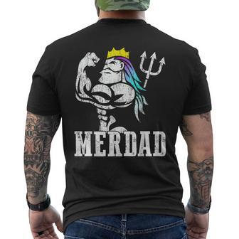 Merdad Papa Mermaid Workout Weightlift New Mer Dad Daughter Men's T-shirt Back Print - Thegiftio UK