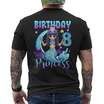 Mermaid Birthday Girl 8 Years Old Mermaid 8Th Birthday Girls Men's Back Print T-shirt | Mazezy