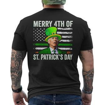 Merry 4Th Of St Patricks Day Joe Biden Leprechaun Hat Men's Back Print T-shirt | Mazezy