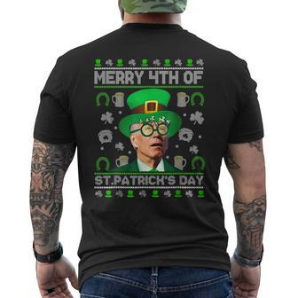 Merry 4Th Of St Patricks Day Joe Biden Leprechaun Hat Ugly Men's T-shirt Back Print - Thegiftio