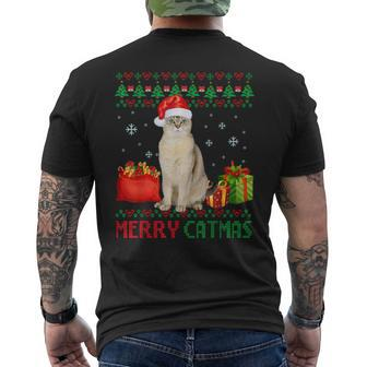 Merry Catmas Cat Ugly Christmas Burmilla Mom Dad Men's Back Print T-shirt | Mazezy