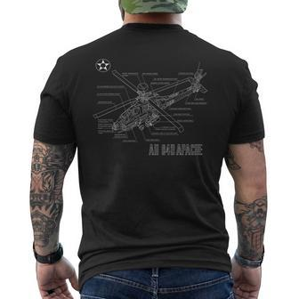 Military Aircraft Ah-64 Apache Longbow Army Helicopter Men's T-shirt Back Print - Seseable
