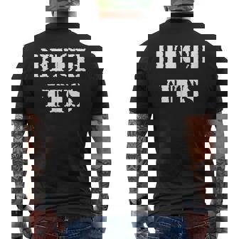 Military Style Bitch Tits Mens Back Print T-shirt | Mazezy