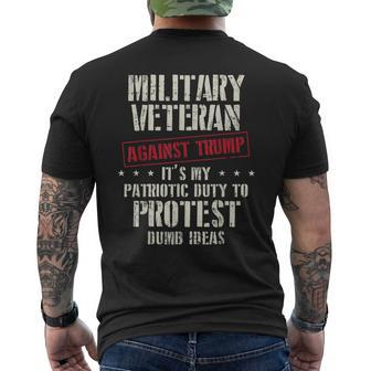 Military Veterans Against Trump Anti Cool Democrat Gifts Mens Back Print T-shirt | Mazezy