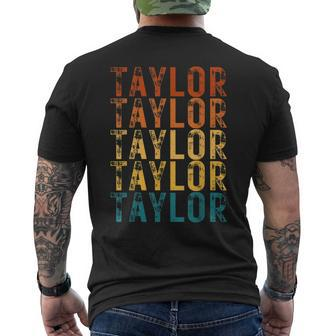 Modern Repeated Text First Name Taylor Men's Back Print T-shirt | Mazezy