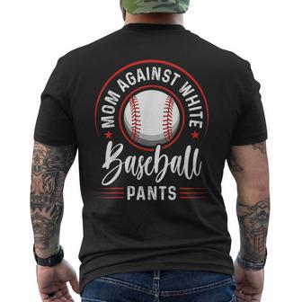 Mom Against White Baseball Pants Baseball Mom Men's Back Print T-shirt | Mazezy
