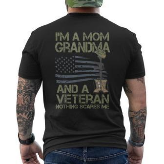 Im A Mom Grandma And A Veteran Nothing Scares Me Men's Back Print T-shirt | Mazezy