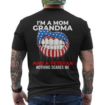 Im A Mom Grandma And Veteran Nothing Scares Me Veterans Day Men's Back Print T-shirt | Mazezy