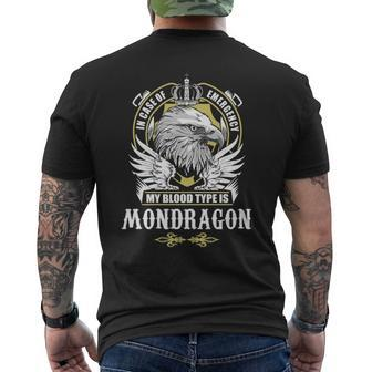 Mondragon Name Gift My Blood Type Is Mondragon Mens Back Print T-shirt - Seseable