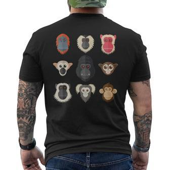 Monkey Chimpanzee Gorilla Spider Monkey Squirrel Monkey Men's Back Print T-shirt | Mazezy