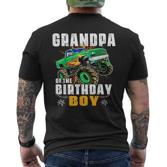 Monster Truck Family Matching Grandpa Of The Birthday Boy Mens Back Print T-shirt | Mazezy