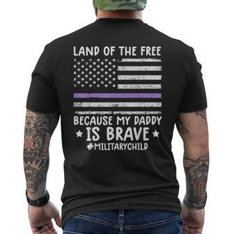 Month Of The Military Land Of Free Because My Daddy Is Brave Mens Back Print T-shirt | Mazezy
