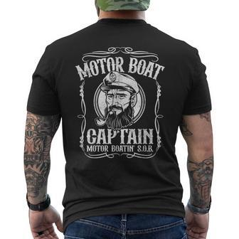 Mens Motor Boat Captain Pontoon Boating Motor Boatin Lake Men's Back Print T-shirt | Mazezy