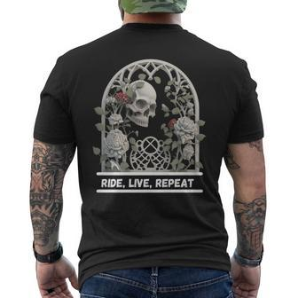 Motorcyclist Biker - Lady Biker With Skulls And Arch Men's Back Print T-shirt | Mazezy