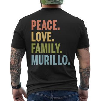 Murillo Last Name Peace Love Family Matching Mens Back Print T-shirt - Seseable