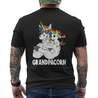 Muscle Grandpa Unicorn Old Pops Grandpacorn With Toddler Men's Back Print T-shirt | Mazezy