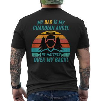 My Dad Is My Guardian Angel Retro Style Mens Back Print T-shirt - Seseable