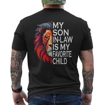 My Favorite Child Is My Son In Law Lion Face Mens Back Print T-shirt | Mazezy