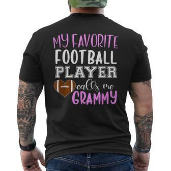 My Favorite Football Player Call Me Grammy Mens Back Print T-shirt | Mazezy