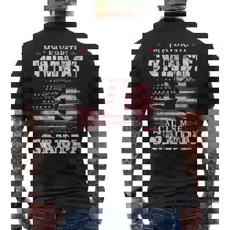 My Favorite Gymnast Calls Me Grandpa Usa Flag Father Gift Mens Back Print T-shirt | Mazezy