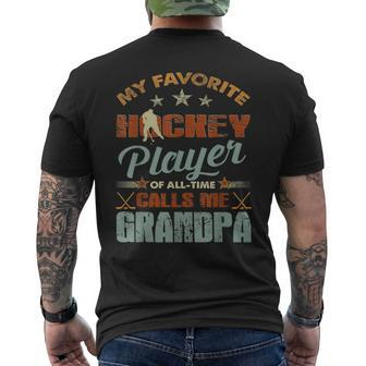 My Favorite Hockey Player Call Me Grandpachristmas Gift Mens Back Print T-shirt | Mazezy CA