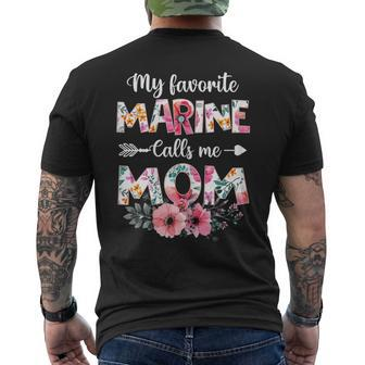 My Favorite Marine Calls Me Mom Marine Military Mom Gift For Womens Mens Back Print T-shirt | Mazezy UK