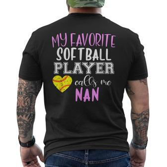 My Favorite Softball Player Call Me Nan Mens Back Print T-shirt | Mazezy