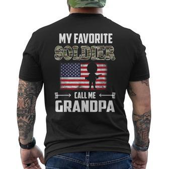 My Favorite Soldier Calls Me Grandpa Proud Army Grandpa Flag Gift For Mens Mens Back Print T-shirt | Mazezy