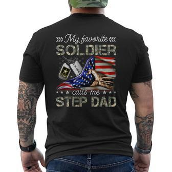 My Favorite Soldier Calls Me Step Dad Army Graduation Mens Back Print T-shirt