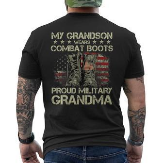 My Grandson Wears Combat Boots Proud Military Grandma Mens Back Print T-shirt | Mazezy