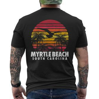 Myrtle Beach South Carolina Vintage Retro Beach Sun Sunset Men's T-shirt Back Print - Seseable