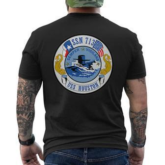 Navy Submarine Ssn 713 Uss Houston Military Veteran Patch Men's T-shirt Back Print - Seseable