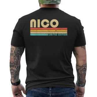 Nico Name Personalized Retro Vintage Birthday Men's T-shirt Back Print - Seseable
