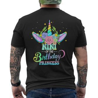 Nini Of The Birthday Princess Mother Day Unicorn Bday Men's Back Print T-shirt | Mazezy