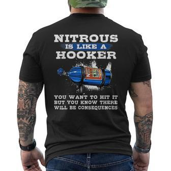 Nitrous Is Like A Hooker You Want To Hit It Awesome Mechanic Mens Back Print T-shirt | Mazezy UK