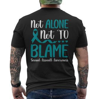 Not Alone Not To Blame Sexual Assault Awareness Teal Ribbon Men's Back Print T-shirt | Mazezy