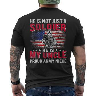He Is Not Just A Solider He Is My Uncle Proud Army Niece Men's T-shirt Back Print - Seseable