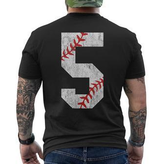 Number 5 Vintage 5Th Birthday Baseball Lover 5 Years Old Men's T-shirt Back Print - Seseable