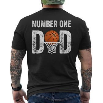 Number One Basketball Dad Fathers Day For Men Gift For Mens Men's Crewneck Short Sleeve Back Print T-shirt