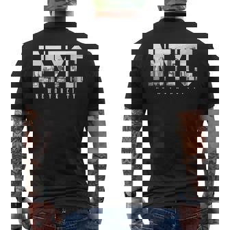 Nyc New York City Skyline Ny Pride Black & White Vintage Men's Back Print T-shirt | Mazezy
