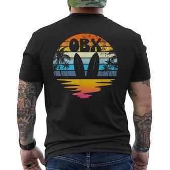 Obx Outer Banks North Carolina Retro Sunset Surfing Obx Men's Back Print T-shirt | Mazezy