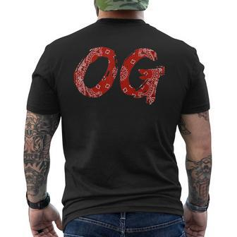 Og Original Gangster Compton Red Bandana-Print Men's Back Print T-shirt | Mazezy