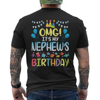 Omg Its My Nephews Birthday Happy To Me You Uncle Aunt Mens Back Print T-shirt | Mazezy
