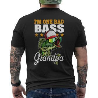 Im One Bad Bass Grandpa Bass Fishing Fathers Day Men's Back Print T-shirt | Mazezy UK