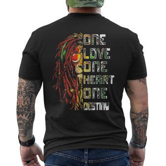 One Love One Heart Retro Bob Marley Love Music Men's T-shirt Back Print - Seseable