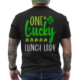 One Lucky Lunch Lady St Patricks Day Irish Shamrock Men's T-shirt Back Print - Seseable
